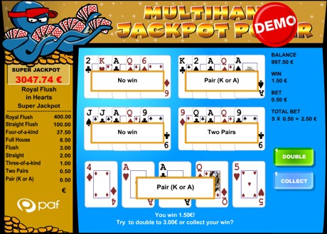 Multihand Jackpot Poker game